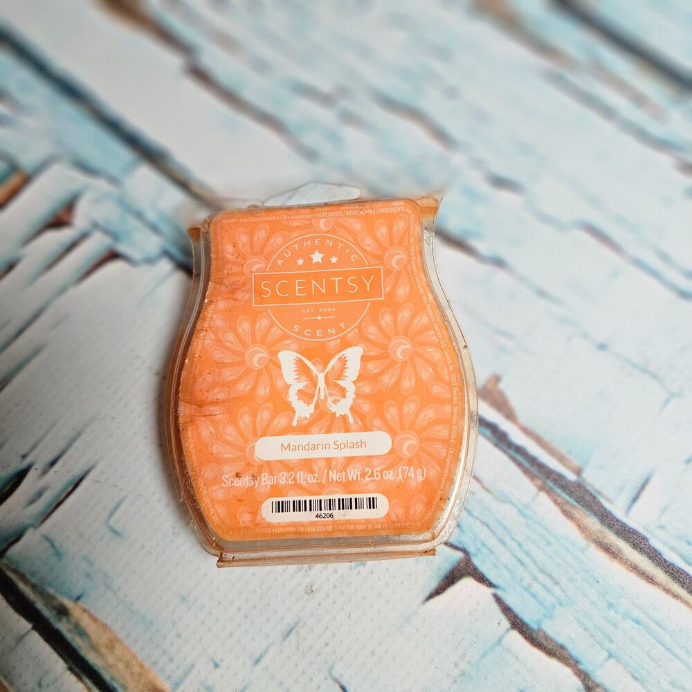 New Scentsy Mandarin Splash Wax Bar Citrus Mandarin Bergamot Orange Peel